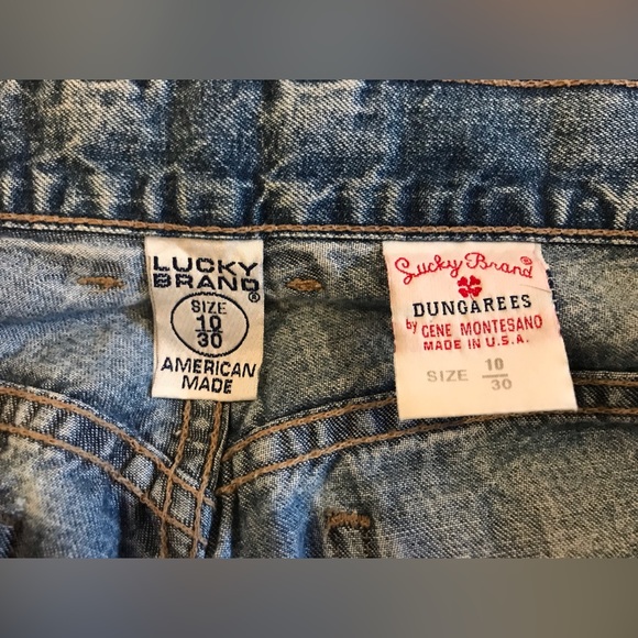 Vintage Lucky Brand Low Rise Flare Dungaree Jeans - 10 / 30 - Picture 5 of 12